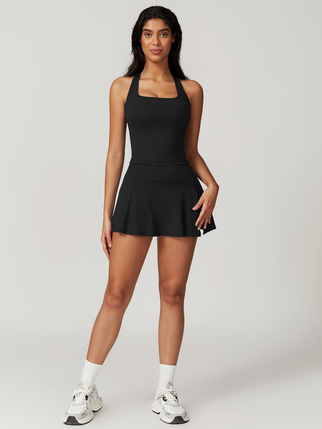ABOCIW Tennis Dresses for Women - Stylish Side Slit Mini Skirt Set with Racerback Crop Tank Top | Perfect for Golf & Workouts