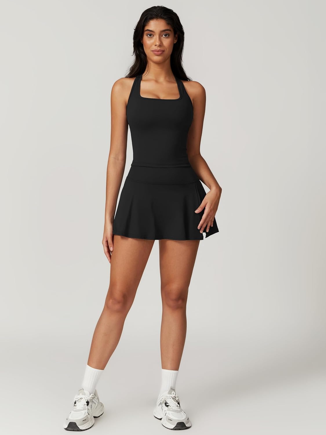 ABOCIW Tennis Dresses for Women - Stylish Side Slit Mini Skirt Set with Racerback Crop Tank Top | Perfect for Golf & Workouts