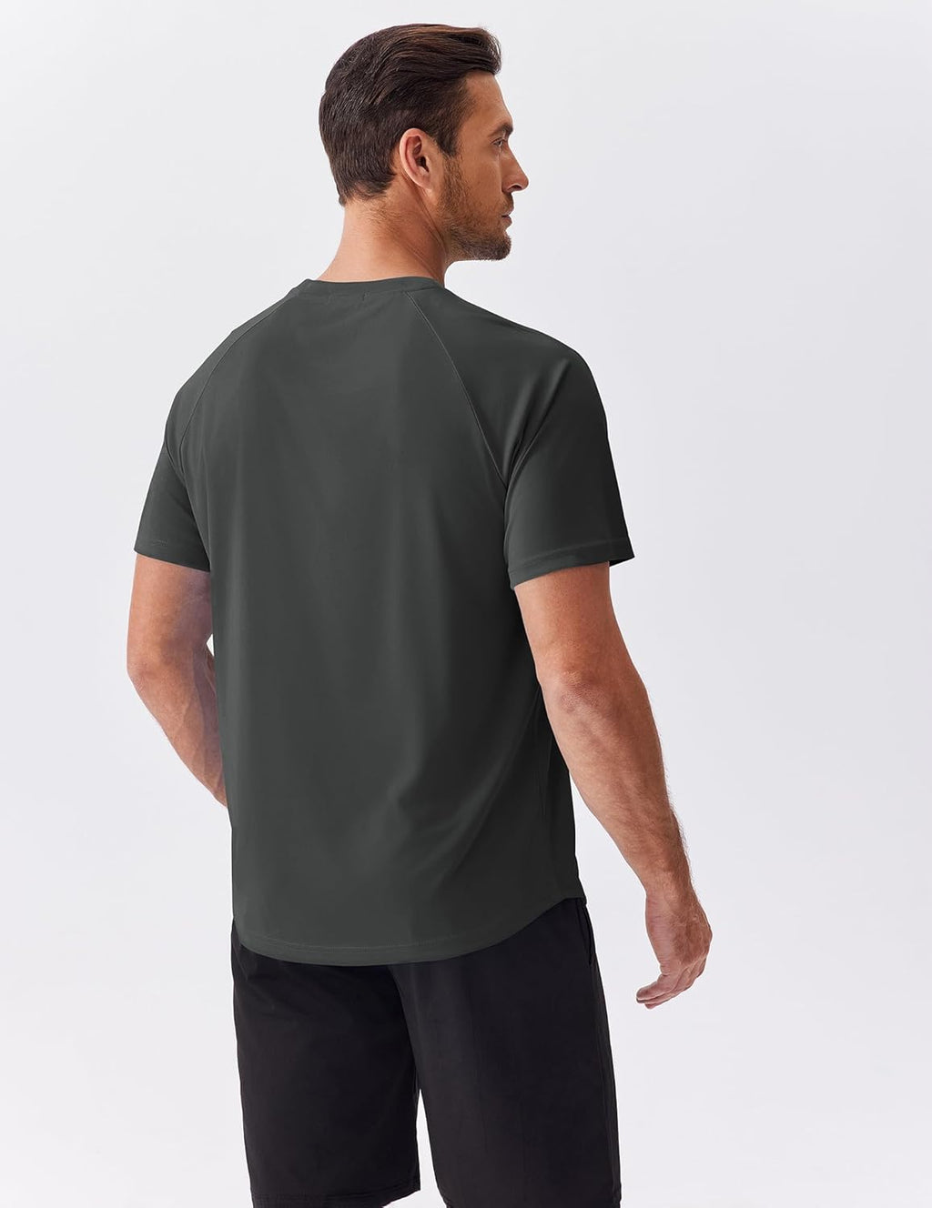 PINSPARK Men's UPF 50+ Sun Protection Swim Shirts - Quick Dry Short Sleeve Athletic Rash Guards