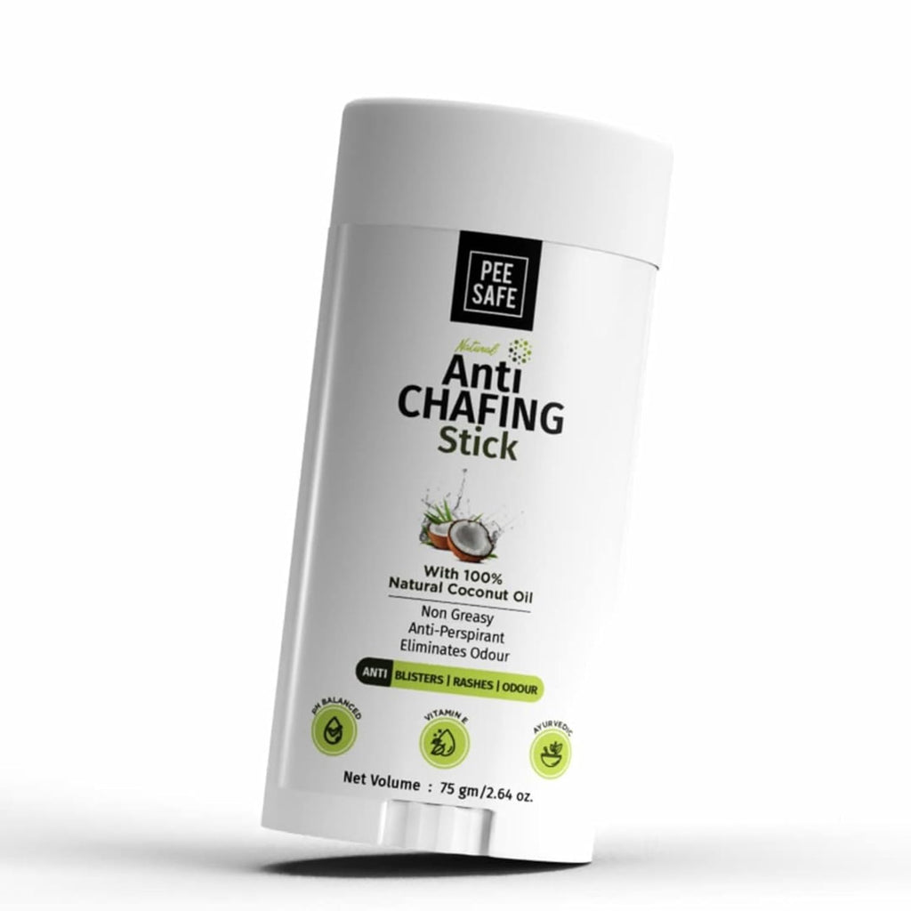 Pee Safe Anti Chafe Stick - Coconut Oil & Aloe Vera Friction Balm for Thigh & Underarm Care | 2.65 Oz