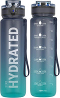 Sahara Sailor 32oz Water Bottle - Durable, Leakproof, BPA-Free Tritan with Time Marker & Easy Clean Brush