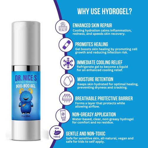 Dr. Nice's Boo-Boo Gel for Kids - Soothing Hydrogel for Cuts, Scrapes & Burns | 30 ML