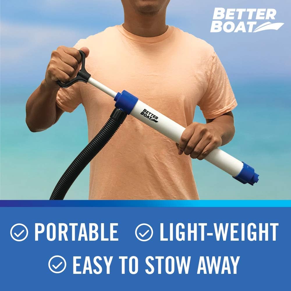 Better Boat Manual Bilge Pump - Portable Hand Water Pump for Boats, Kayaks & Canoes | 39" Hose, 20 GPM Suction