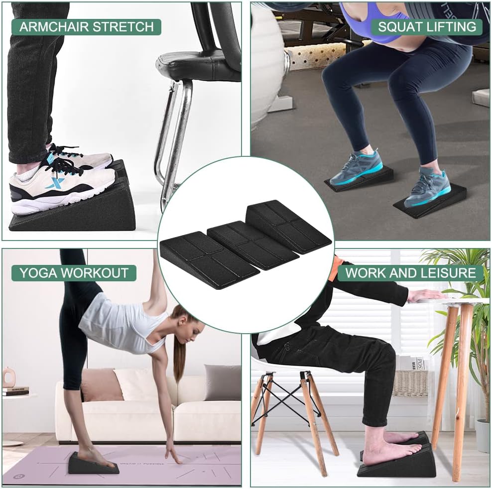 Slant Board | Adjustable Calf Stretching Wedge by [Brand Name] - 3 Pcs Foot Stretcher for Plantar Fasciitis, 12" x 6.3"