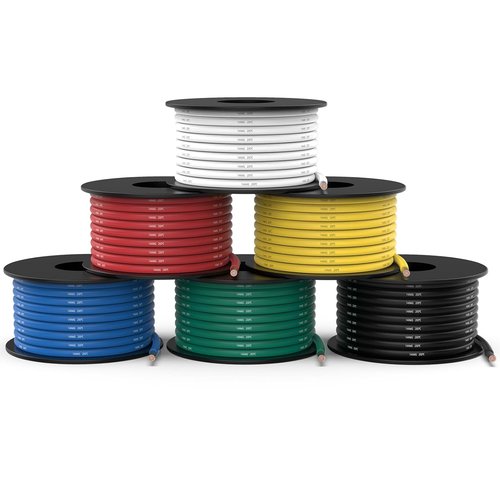 NAOEVO 14 AWG Silicone Tinned Copper Wire - 90ft Flexible Electrical Cable in 6 Colors for DIY Projects
