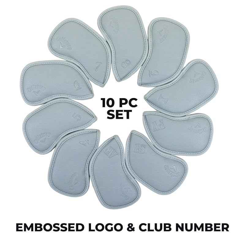 Callaway Magnetic Iron Headcovers Grey - 10 Piece Set for 4-PW, GW, SW & X