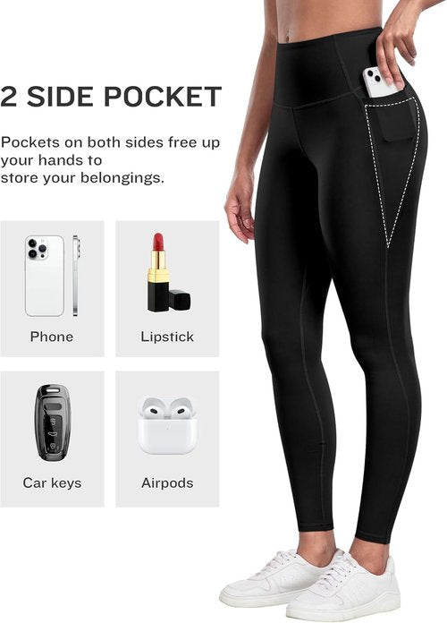 LZYVOO High-Waisted Leggings with Pockets - 6-Pack Soft Tummy Control Yoga Pants for Women