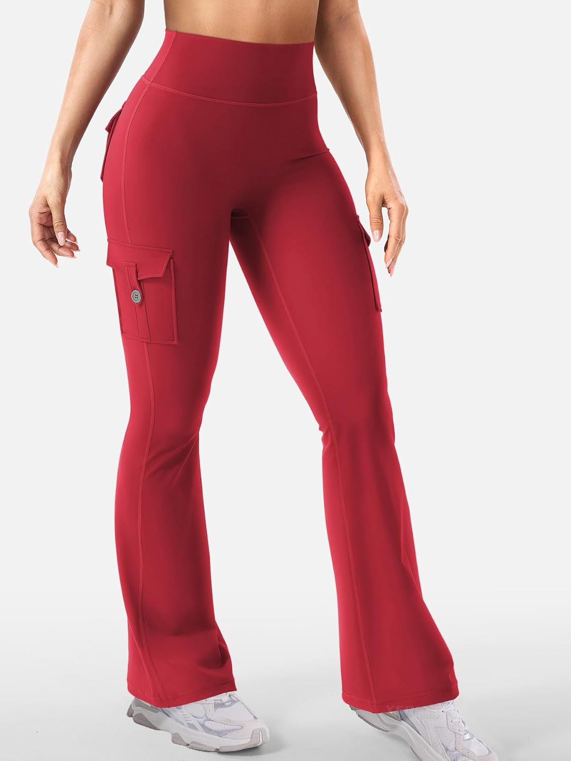 YEOREO CoreFlex Women's High-Waisted Flare Leggings - Hidden Pockets, No Front Seam, Comfortable Fit