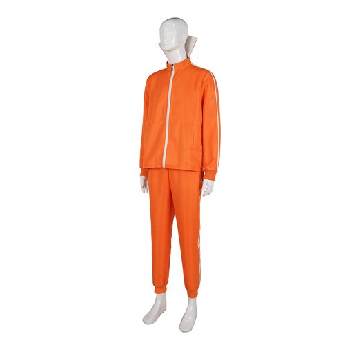 Uisozsfeb Men's Tracksuit Adult Orange Sports Suit 2-piece with Wig Glasses(MY202214,L)
