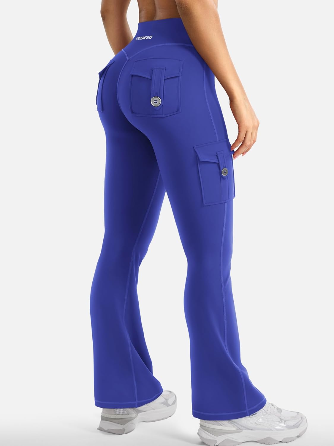 YEOREO CoreFlex Women's High-Waisted Flare Leggings - Hidden Pockets & No Front Seam | Gym & Yoga