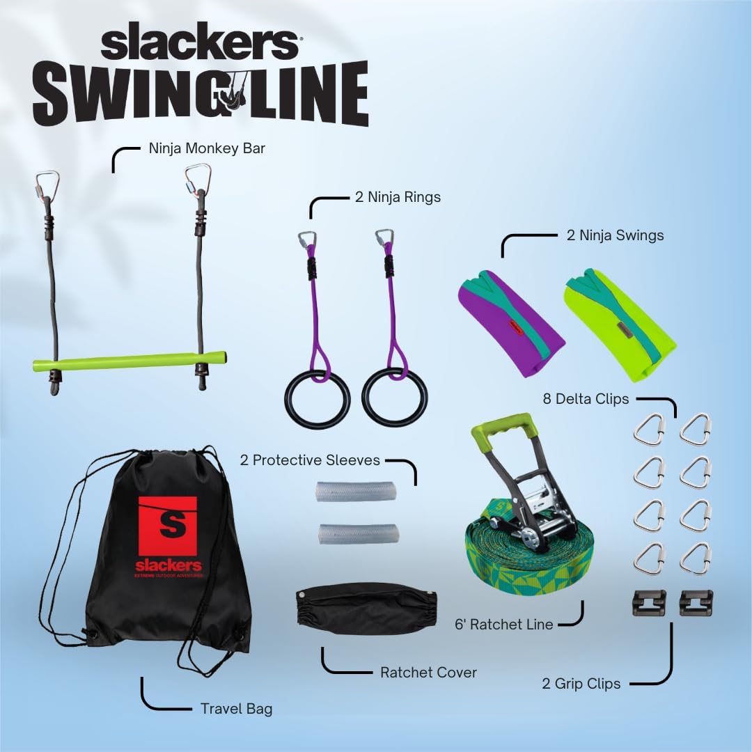 Slackers Tree Swing Kit - Transform Your Backyard with a Fun Tree Swing - Ideal for Ages 3+