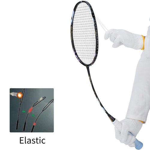 YODIMAN Single Professional Badminton Racket for Advanced Players - 50T Graphite Carbon Fiber with Aerodynamic Frame, Pre-Strung 26lbs, Ultra-Light 5U for Club & Tournament
