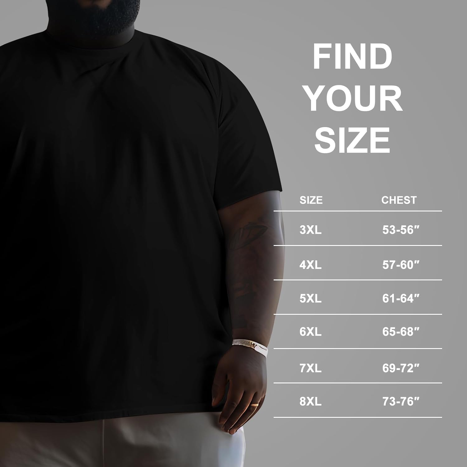 Skiennix Men's Big & Tall T-Shirts | Casual Stretch Short-Sleeve Tee in 3XL-8XL Sizes