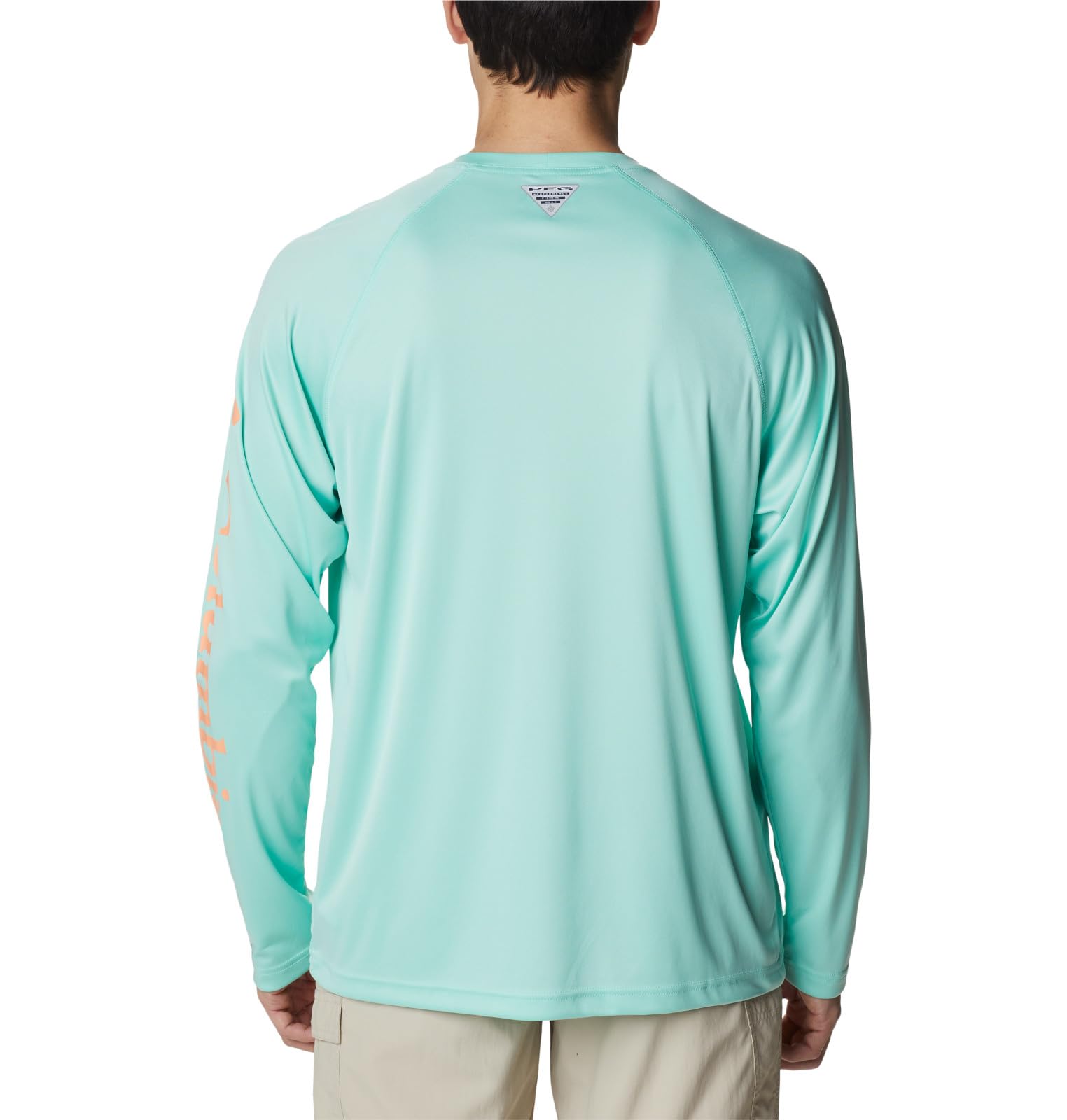 Columbia Men's Terminal Tackle Long Sleeve Shirt, Mint Cay/Bright Nectar Logo, 3X Tall