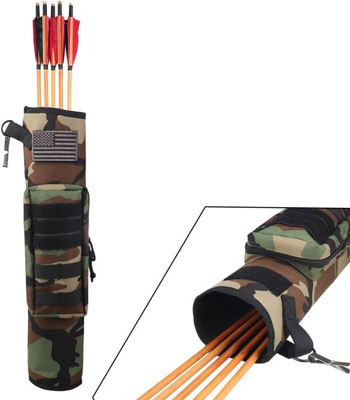 KRATARC Archery Back Arrow Quiver - Lightweight & Foldable Design with Molle System Pocket for Target Shooting & Hunting