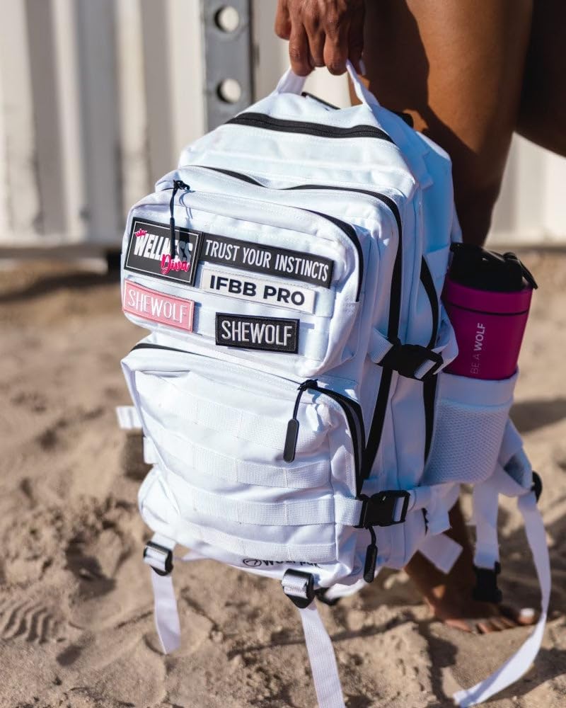 WOLFpak 35L Athletic Gym Backpack - Waterproof 1000D Oxford Material, MOLLE Webbing & Laptop Pocket | Polar White