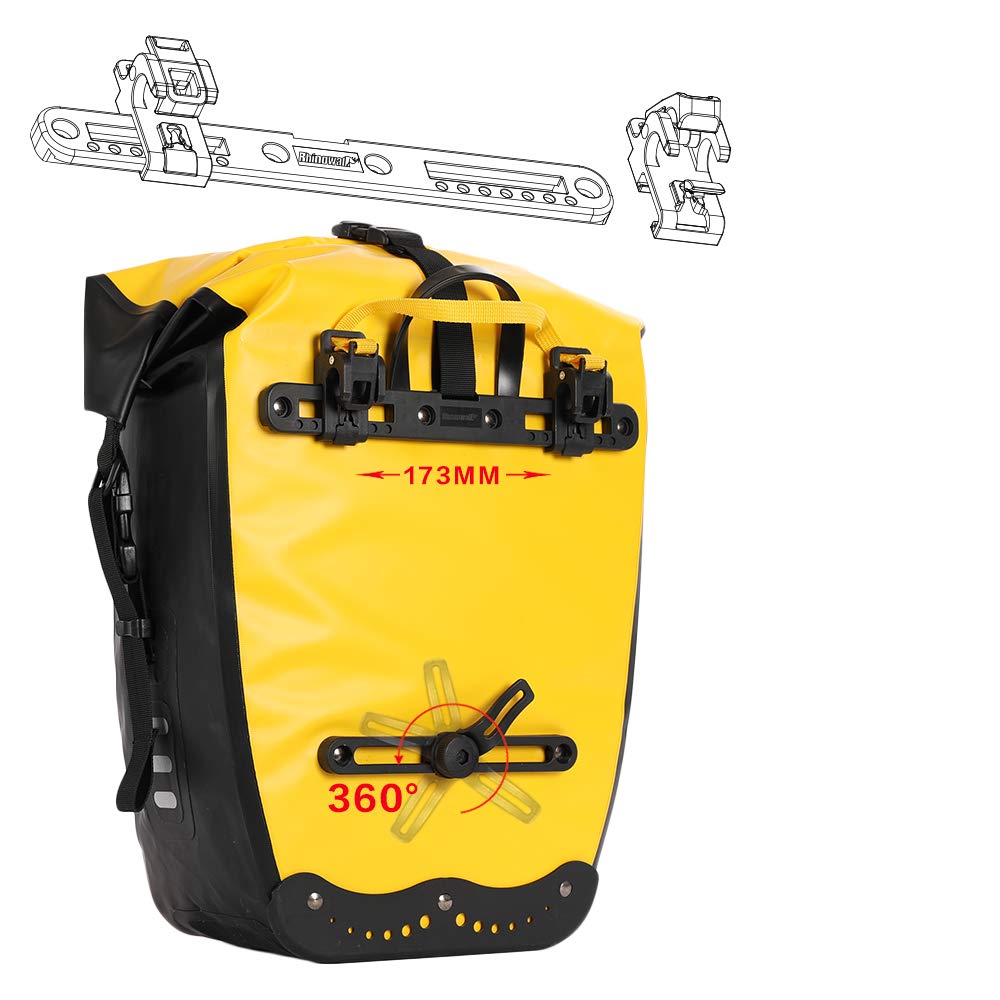 Rhinowalk Bike Bag Waterproof Bike Pannier Bag 27L for Bicycle Cargo Rack Saddle Bag Shoulder Bag Laptop Pannier Rack Bicycle Bag Professional Cycling Accessories-Yellow