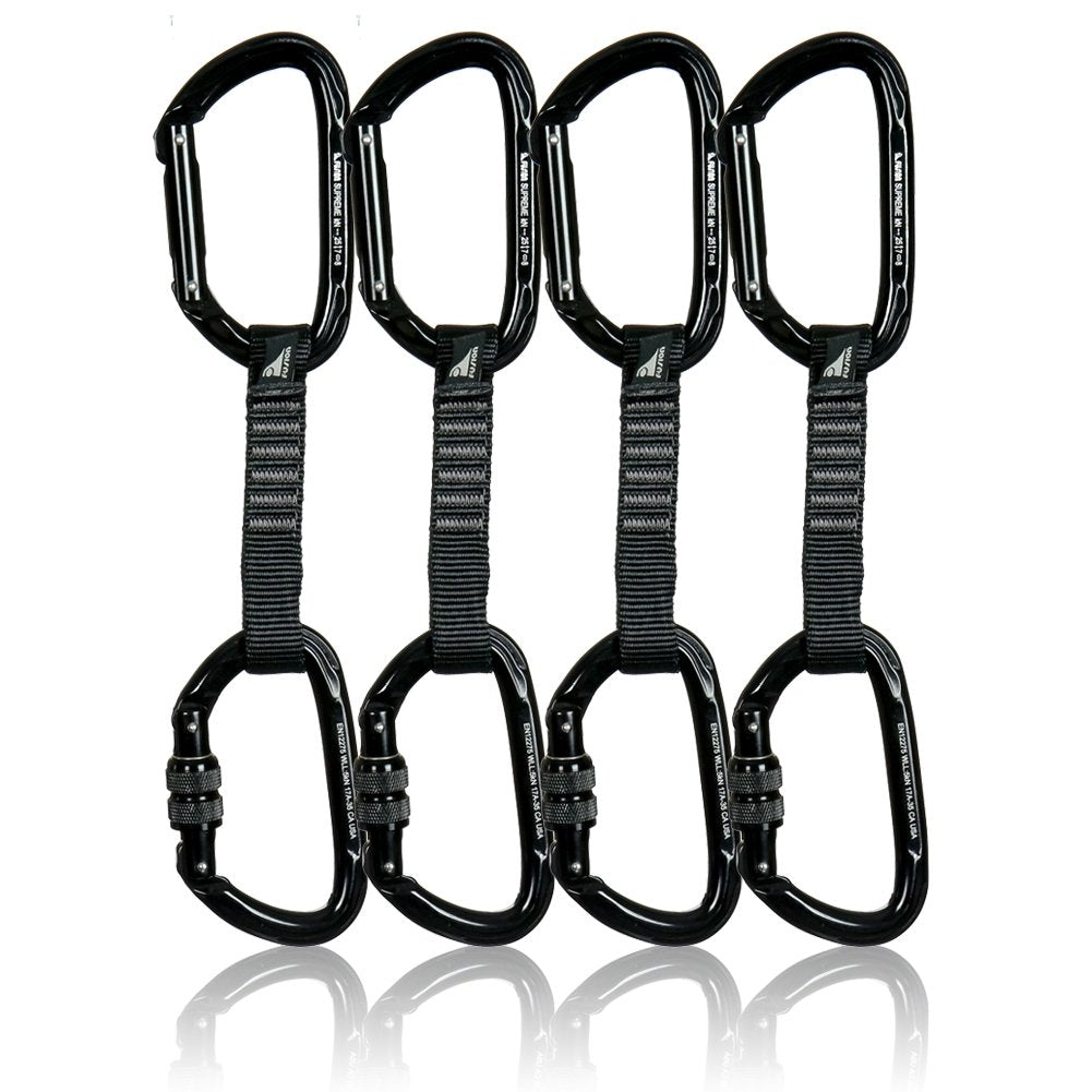Quickdraw Set with Straight Gate and Screw Gate Carabiners, 4-Pack