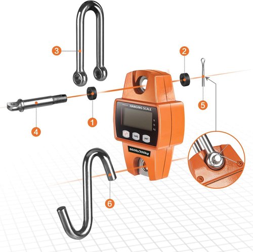 Digital Hanging Scale 660 LB | Professional Waterproof Fish Scale - Portable Heavy-Duty Crane Scale for Luggage & Hunting