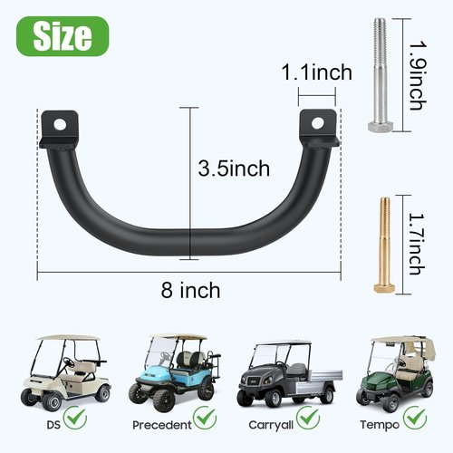 10L0L Universal Golf Cart Grab Handles for Yamaha/EZGO/Club Car Square Tube Vehicles, Safety Golf Roof Grab Bar Handles, Easy Installation, Set of 2-Black