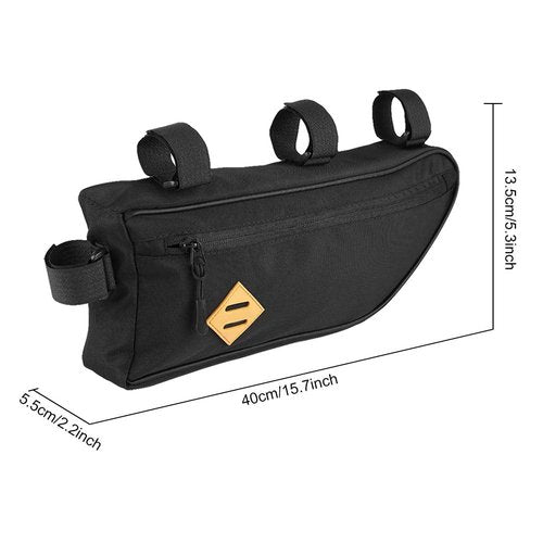 Bike Frame Bag, Frame Bag Front Top Tube Cycling Under Seat Pouch Black Dacron Bike Triangle Frame Bag Frame Bag with Zipper (L), Genericqxn90aksg2-02