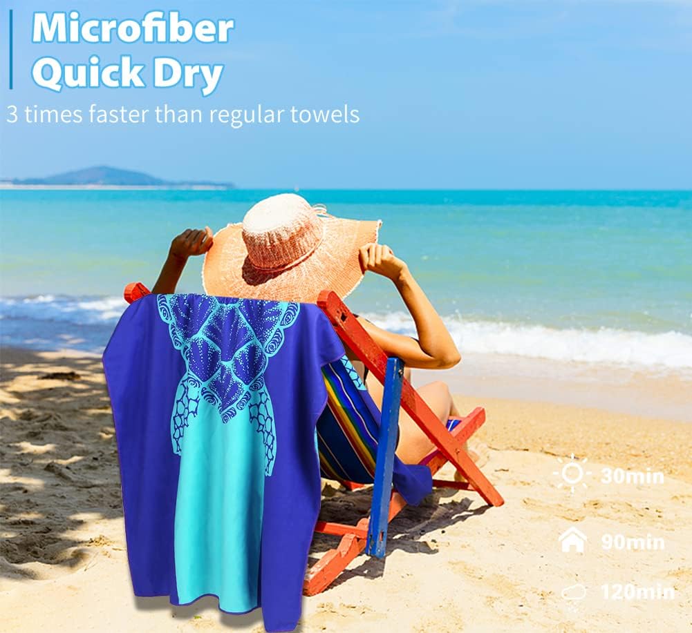 Skiennix Microfiber Beach Towels - Oversized 71"x32" Thin & Sand-Free for Travel, Pool, Yoga & Camping