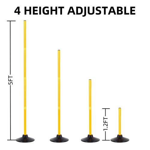 Desyeryamimi Agility Training Poles for Soccer/Dog/Horse,Adjustable Football Basketball Speed and Agility Training Equipment,Set of 6,5.4FT with Round Rubber Base