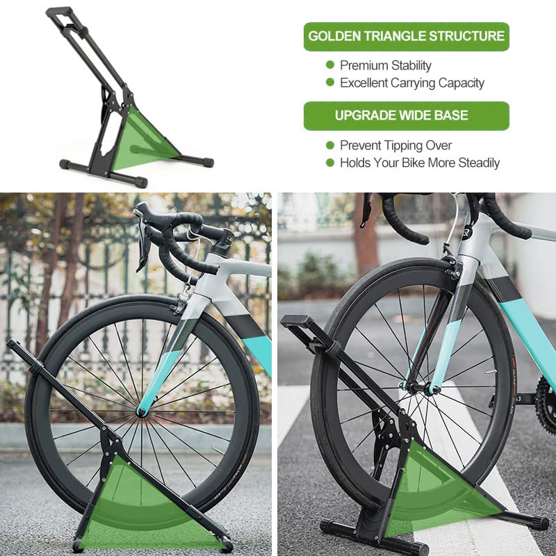Adjustable Bike Storage Stand - Bicycle Floor Parking Rack for Mountain & Road Bikes - Indoor Outdoor Cycling Organizer - 1 Bike Rack