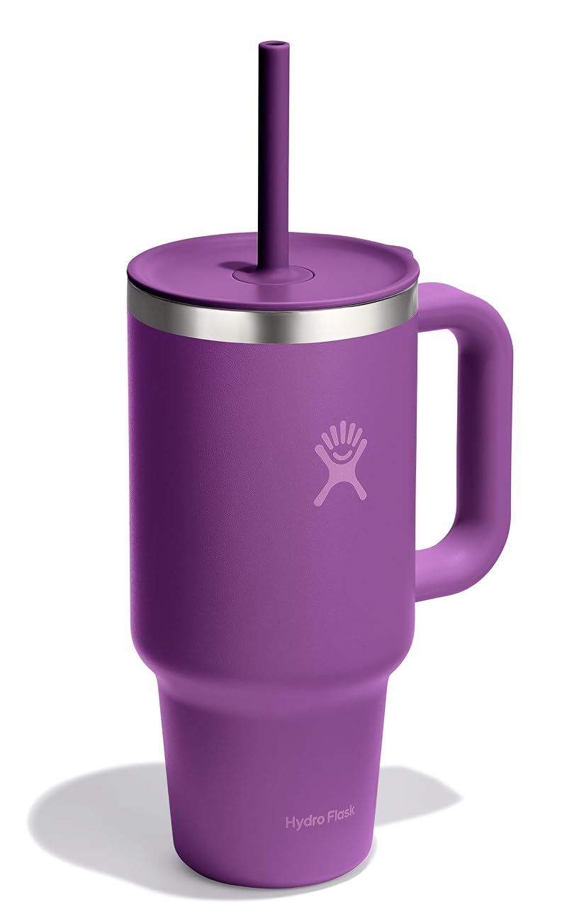 Hydro Flask 32 Oz Travel Tumbler with Handle, Lid & Straw - Beachplum Purple