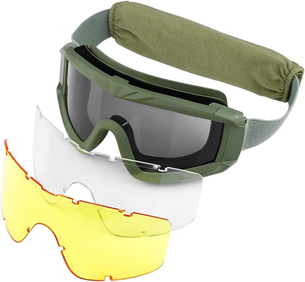 Xaegistac Tactical Safety Goggles - Anti-Fog Airsoft Glasses for Hunting & Cycling