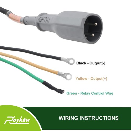 Roykaw Club Car 48V Charger Plug Cord for 1995-2014 DS & Precedent Golf Cart Models, 3 Pin Round Plug Cord, 130" Cable Length, Replaces OEM # 1018289-01