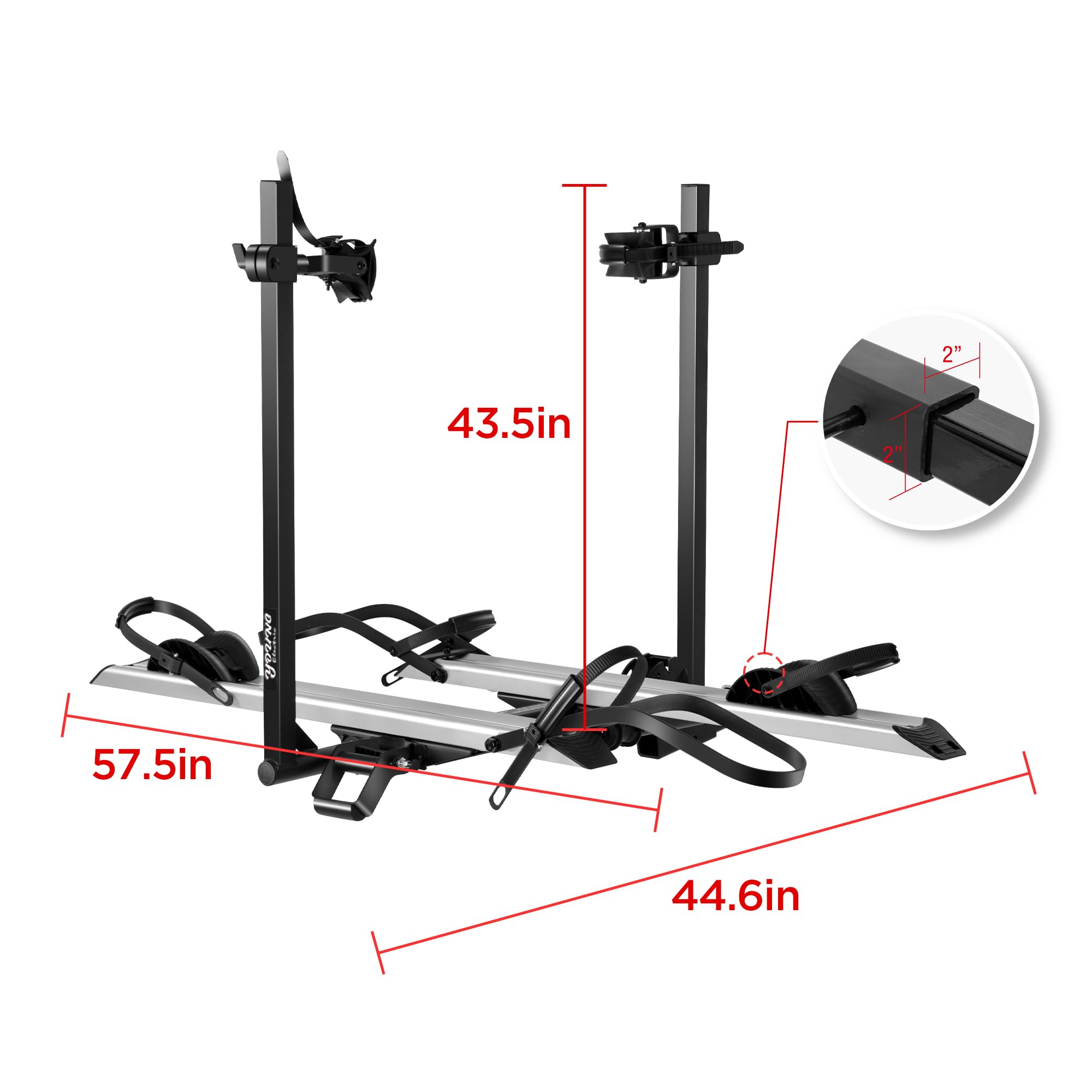 Young Electric Aluminum Hitch Mounted Bike Carrier 200 LBS Capacity for Standard Bikes and Ebikes, Fit Cars SUV Truck Trailer and RV