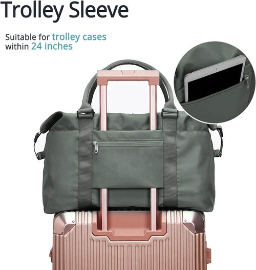 LANBX Travel Gym Bag - Women's Sport Duffle Tote with Wet Pocket | Olive Green, Perfect for Weekender Trips