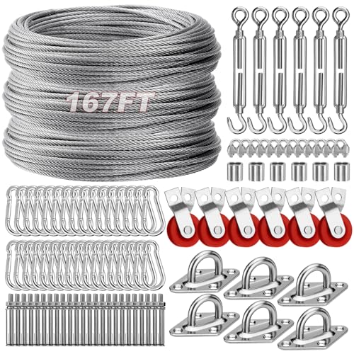 TRUCFUSION 35FT Batting Cage Cable Kit for Baseball Softball Nets with Steel Wire Rope