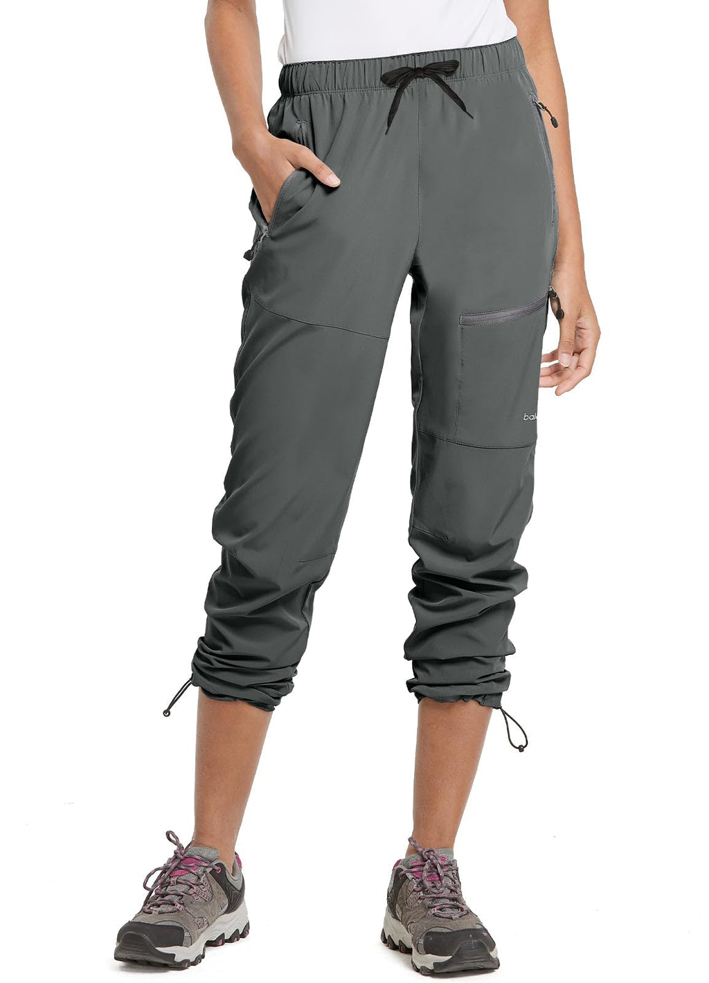 baleaf Women's Hiking Pants Quick Dry Lightweight Water Resistant Stretch Cargo Pants with Zipper Pockets Travel Camping 29''-Steel Gray S