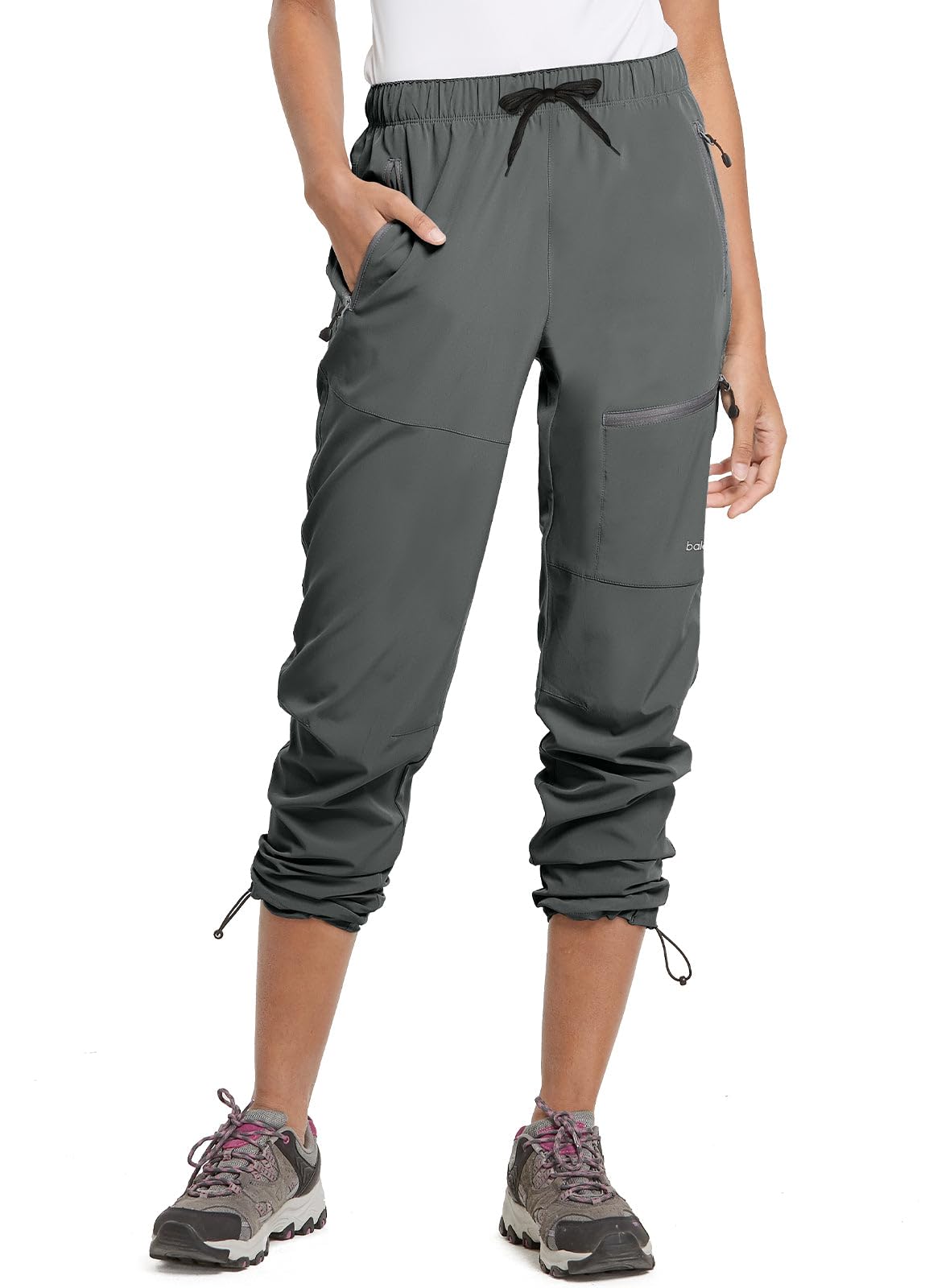 baleaf Women's Hiking Pants Quick Dry Lightweight Water Resistant Stretch Cargo Pants with Zipper Pockets Travel Camping 29''-Steel Gray S