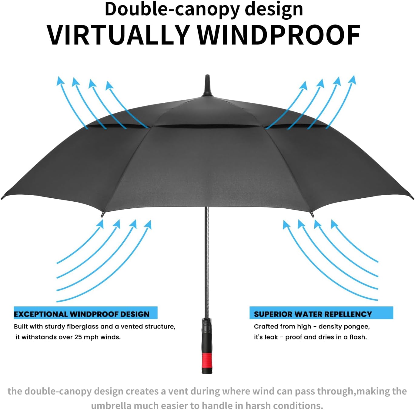 SIEPASA Golf Umbrella - Large 62/68/72 Inch Automatic Open | Windproof, Waterproof Double Canopy