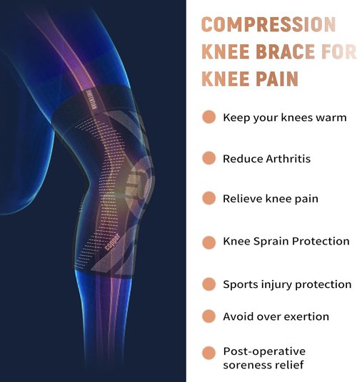 JIUFENTIAN Compression Knee Brace - 2 Pack Copper Knee Sleeves for Pain Relief & Support | 3X-Large