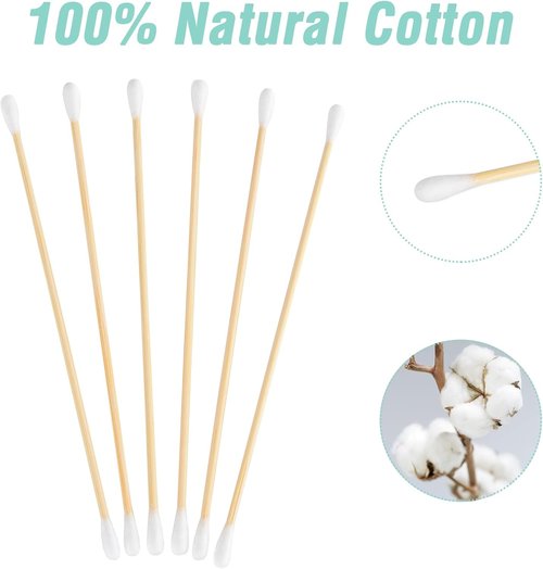 BOOSTEADY Cotton Gun Cleaning Swabs - 6 Inch with Bamboo Handle | Choose Your Tip Option