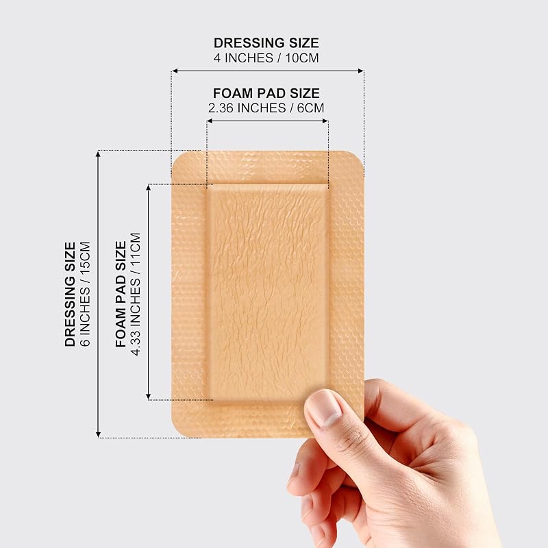 Silicone Foam Dressing 4x6 Bed Sore Bandages, Waterproof Wound Patches