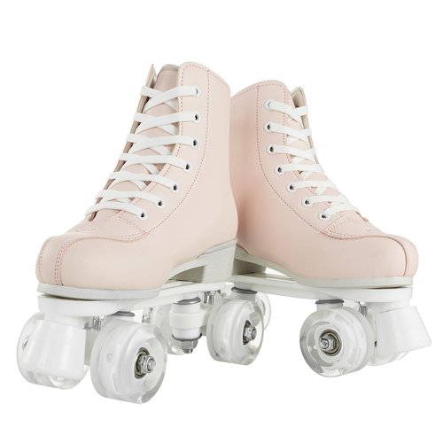 Roller Skates for Women PU Leather Four-Wheel Roller Skates Indoor Outdoor Skating Shoes