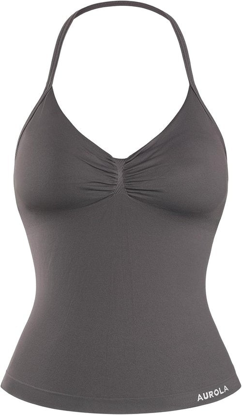 AUROLA Women's Longline Strappy Tank Top - Built-In Shelf Bra for Ultimate Comfort