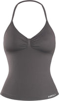 AUROLA Women's Longline Strappy Tank Top - Built-In Shelf Bra for Ultimate Comfort