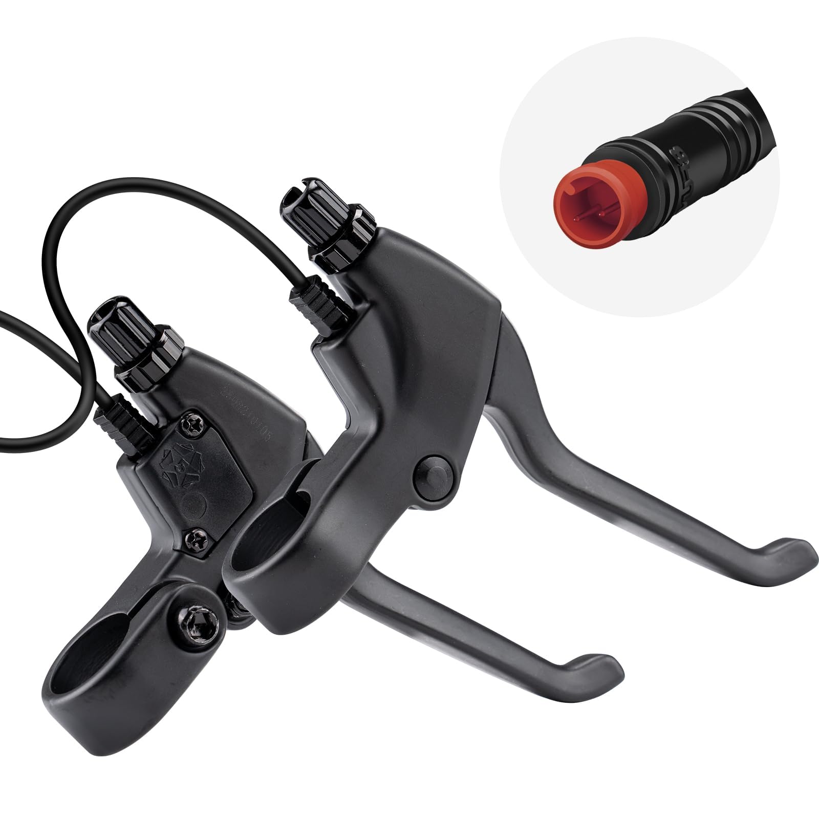 Zeekpowa Ebike Brake Levers 2 Pin Connector 2 Wires Left & Right Electronic Brake Lever for Electric Bicycle E-Bike Scooter (1 Pair)