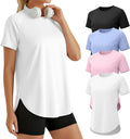 Skiennix Women's Workout Shirts - Quick Dry Athletic Tops | 4 Pack Short Sleeve Yoga Tees