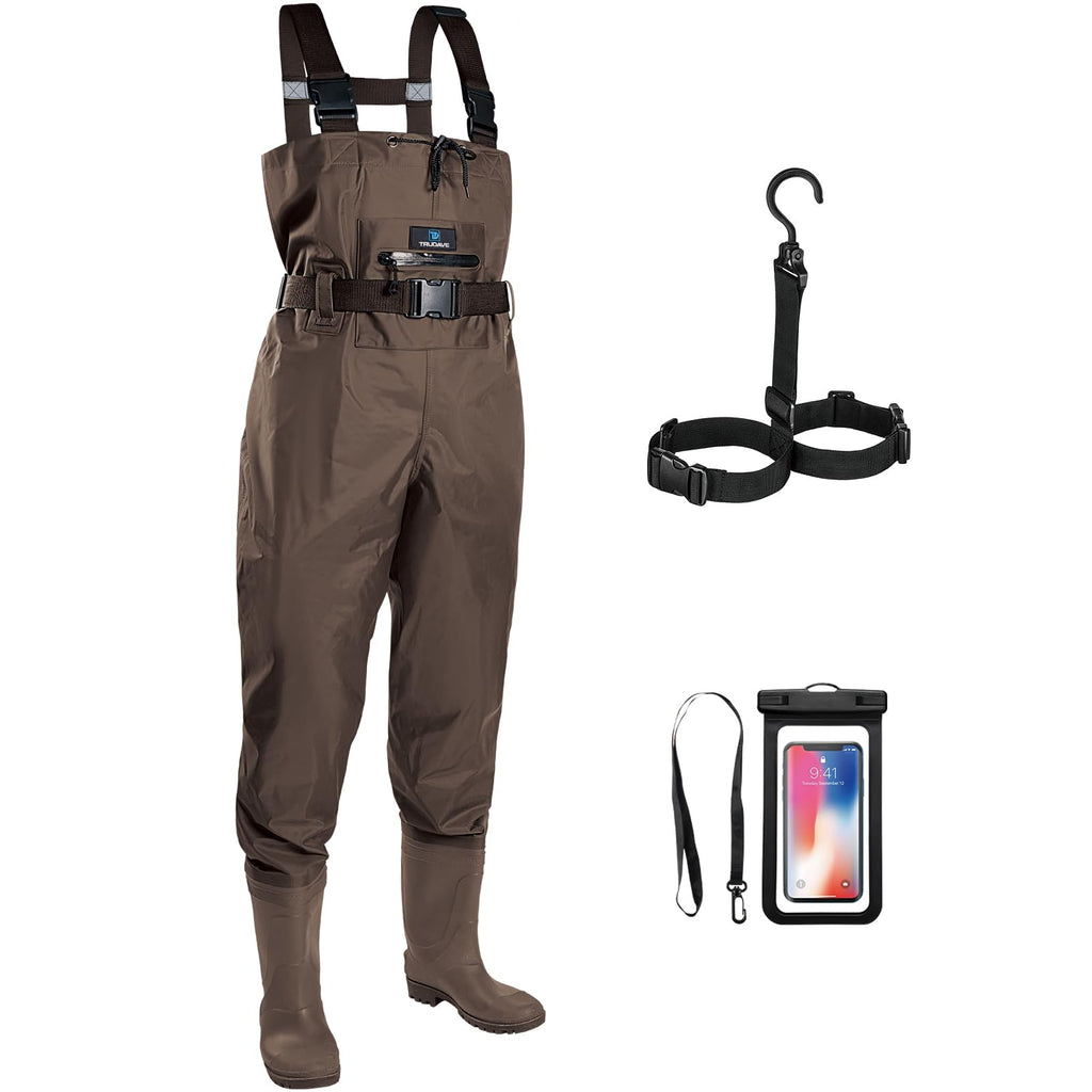 Trudave Chest Waders for Men with Boots, 2-Ply Nylon/PVC Waterproof Fishing & Hunting Waders for Men and Women