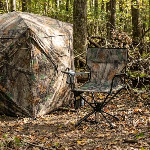 360° Silent Folding Swivel Hunting Chair - Camouflage, Portable & Comfortable