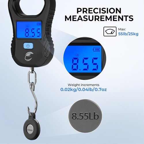 Calamus Rechargeable Digital Fish Scale - 55lb Capacity, High Accuracy, Backlight LCD Display | Multi-Unit Conversion