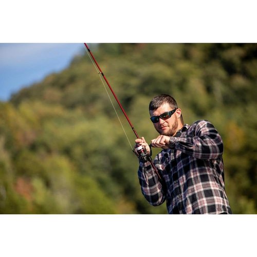 Ugly Stik 7’ Carbon Spinning Rod, One-Piece, 6-12lb Line Rating, Medium Power, Fast Action, 3/16-5/8 oz. Lure Rating, Red/Black