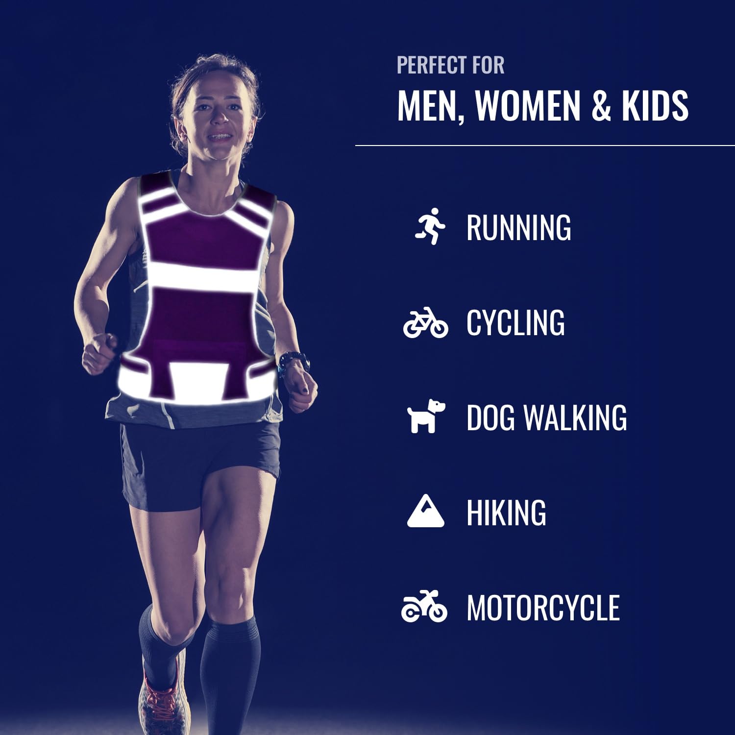 Mesh Reflective Running Vest with Inside Pocket & 2 Bands, Pink Medium